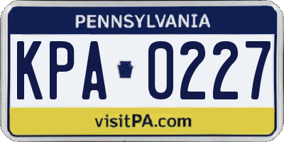 PA license plate KPA0227