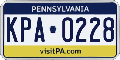 PA license plate KPA0228