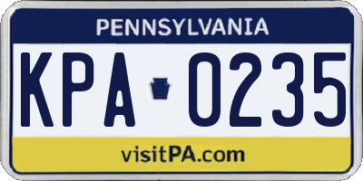 PA license plate KPA0235
