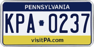 PA license plate KPA0237
