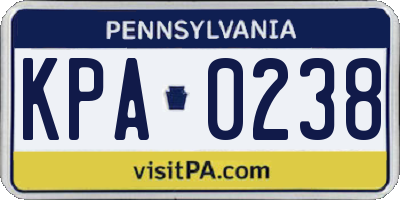 PA license plate KPA0238