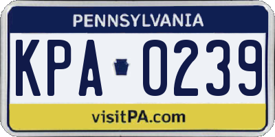 PA license plate KPA0239