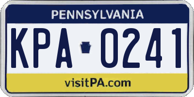 PA license plate KPA0241