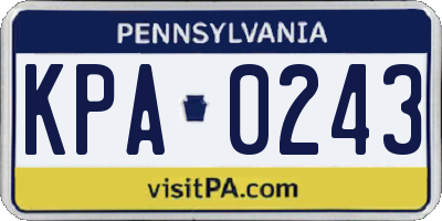 PA license plate KPA0243