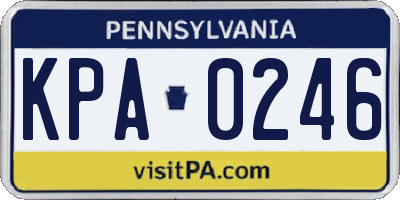 PA license plate KPA0246
