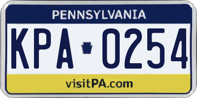 PA license plate KPA0254