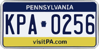 PA license plate KPA0256