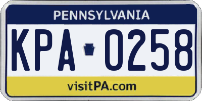 PA license plate KPA0258