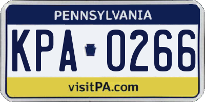 PA license plate KPA0266