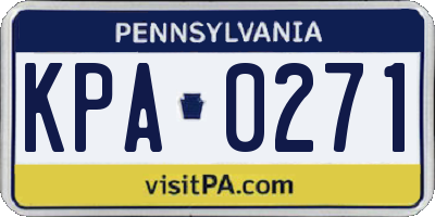 PA license plate KPA0271