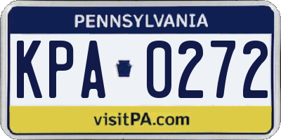 PA license plate KPA0272