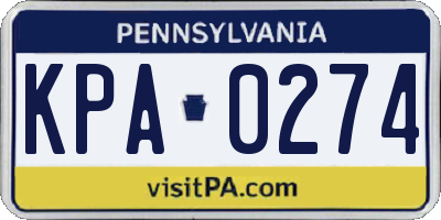 PA license plate KPA0274