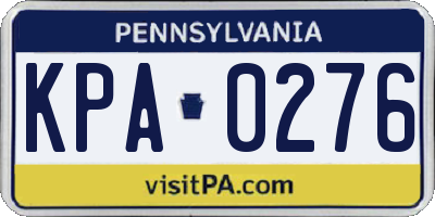PA license plate KPA0276