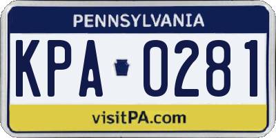 PA license plate KPA0281