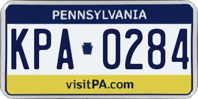 PA license plate KPA0284