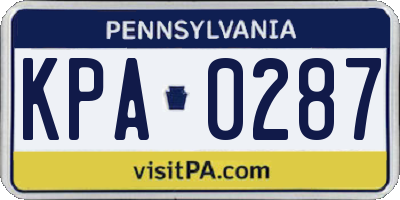 PA license plate KPA0287