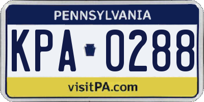 PA license plate KPA0288