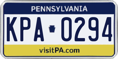 PA license plate KPA0294