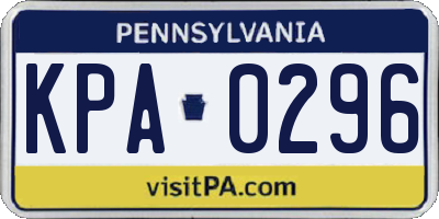 PA license plate KPA0296