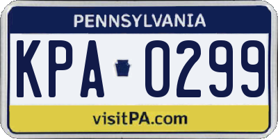 PA license plate KPA0299