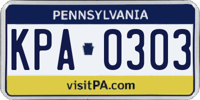 PA license plate KPA0303