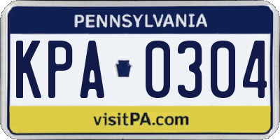 PA license plate KPA0304