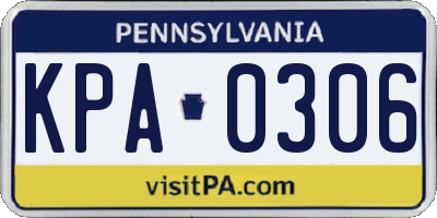 PA license plate KPA0306