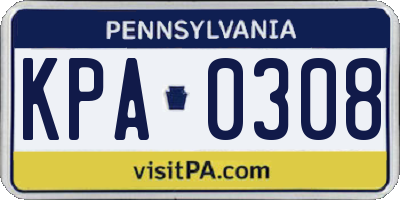 PA license plate KPA0308