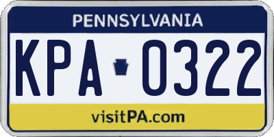 PA license plate KPA0322