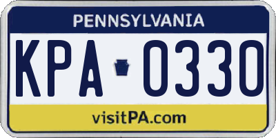 PA license plate KPA0330
