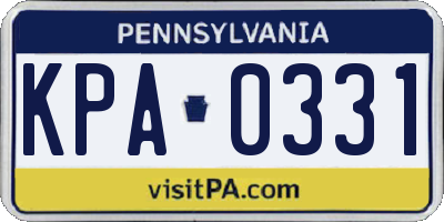 PA license plate KPA0331