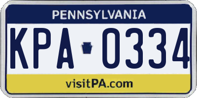 PA license plate KPA0334