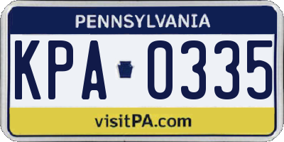 PA license plate KPA0335