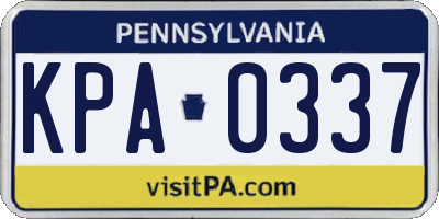 PA license plate KPA0337