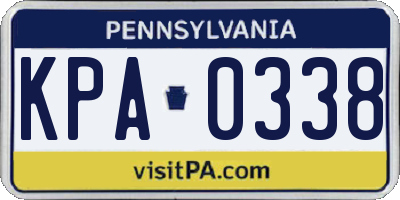 PA license plate KPA0338