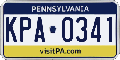 PA license plate KPA0341