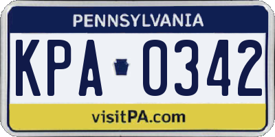 PA license plate KPA0342