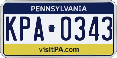 PA license plate KPA0343