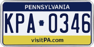 PA license plate KPA0346