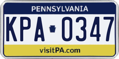 PA license plate KPA0347
