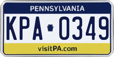 PA license plate KPA0349