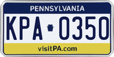 PA license plate KPA0350