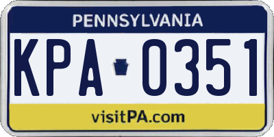 PA license plate KPA0351