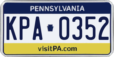 PA license plate KPA0352