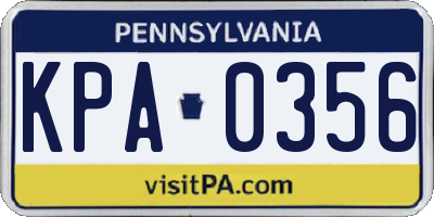 PA license plate KPA0356
