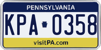 PA license plate KPA0358