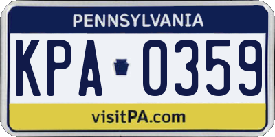 PA license plate KPA0359