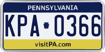 PA license plate KPA0366