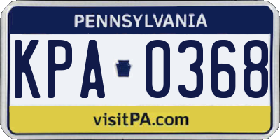 PA license plate KPA0368