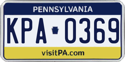 PA license plate KPA0369